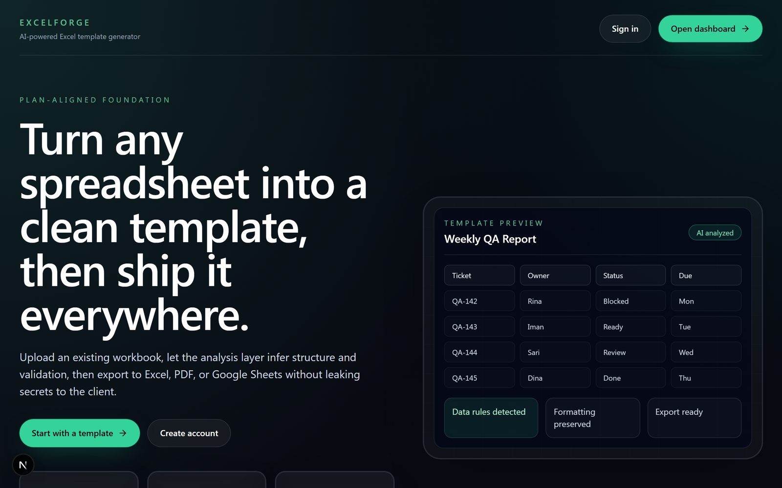 ExcelForge screenshot